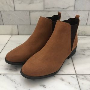 NWOT Faux Suede Chestnut Chelsea Ankle Boots